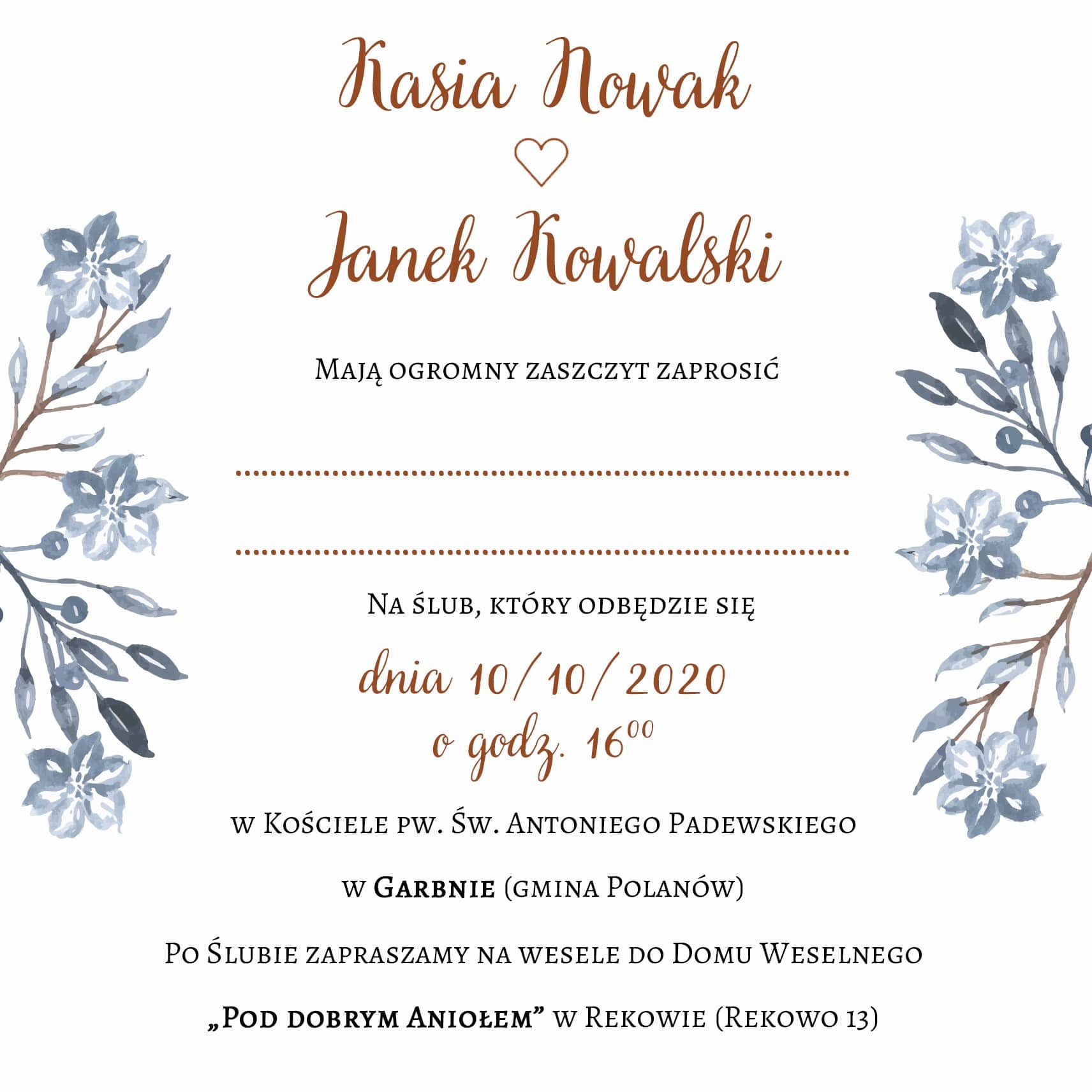 Zaproszenie Ślubne RSVP Malowane Lilie