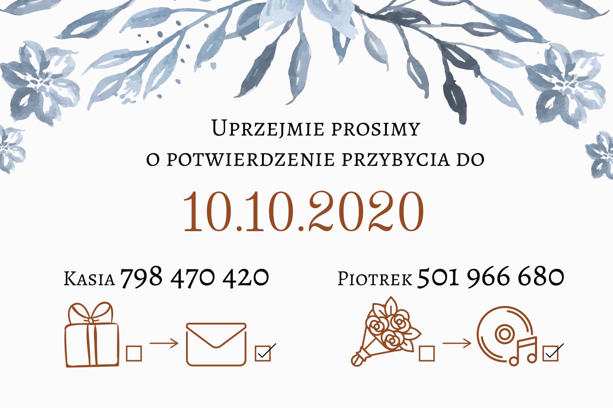 Zaproszenie Ślubne RSVP Malowane Lilie