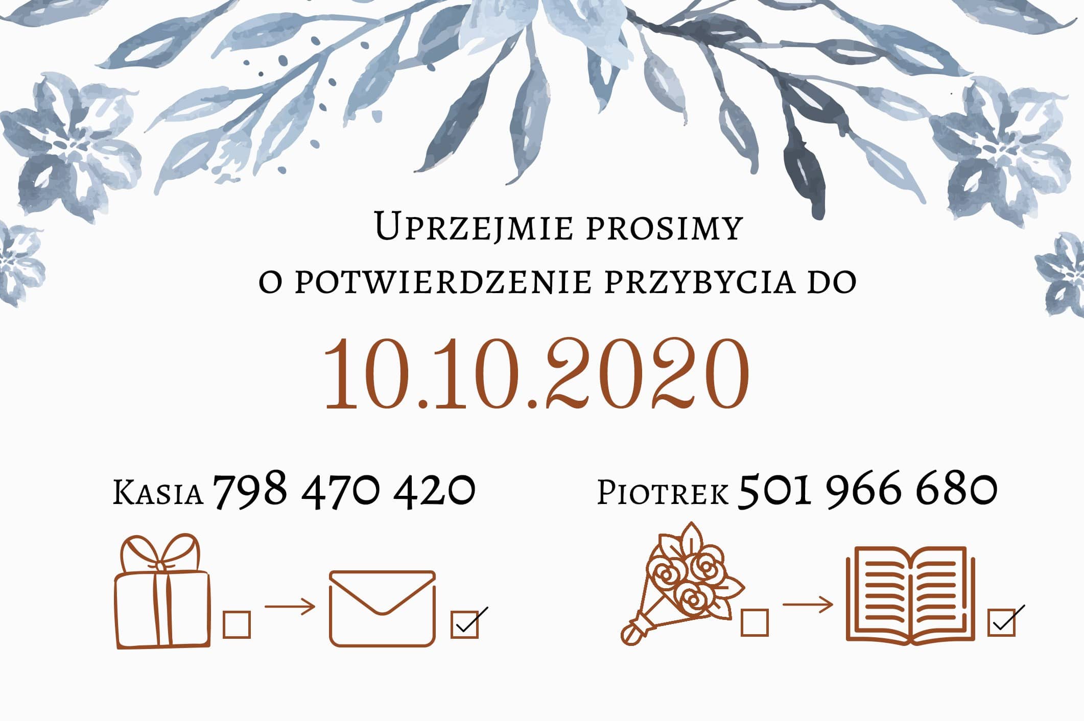 Zaproszenie Ślubne RSVP Malowane Lilie