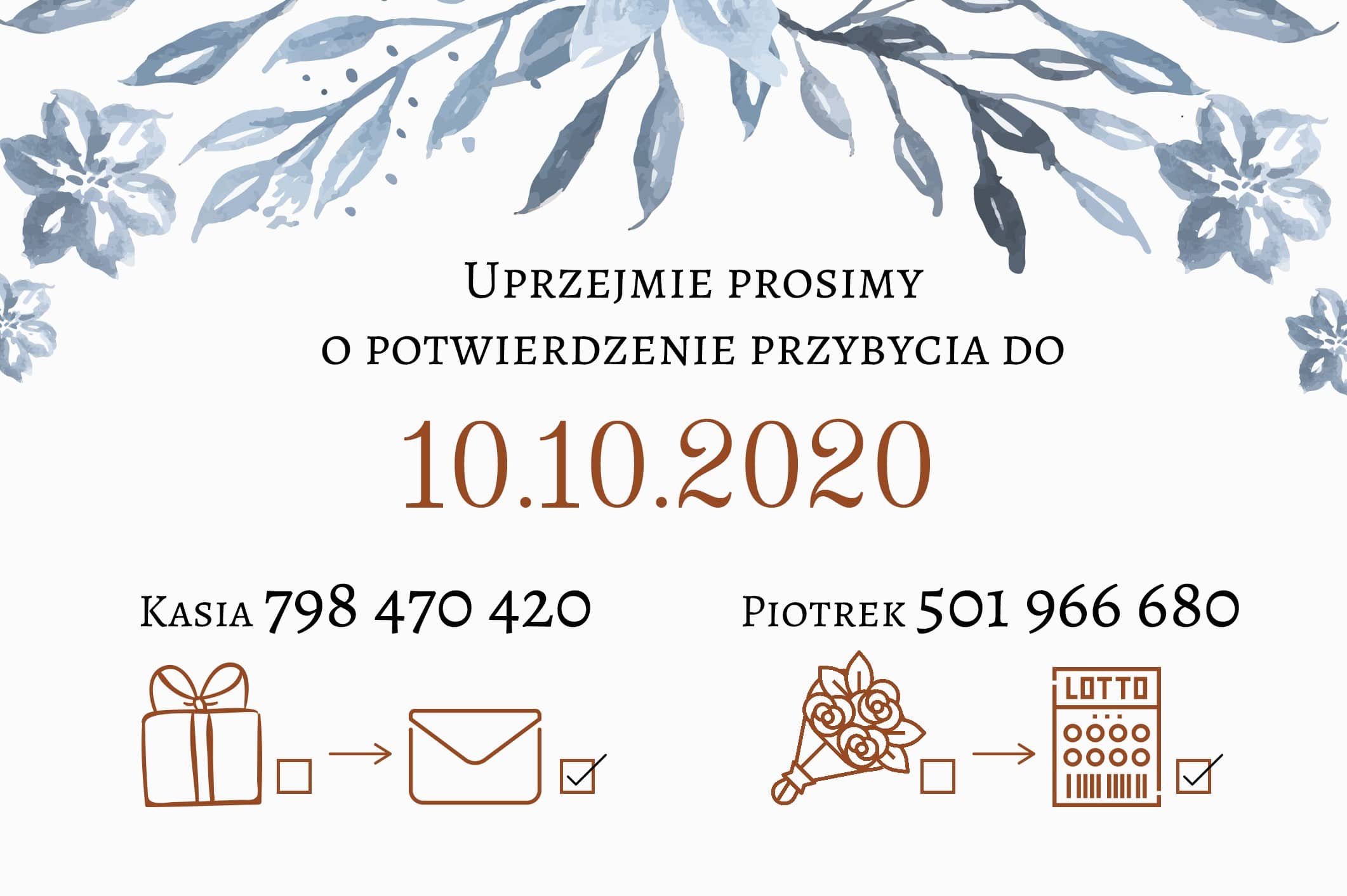 Zaproszenie Ślubne RSVP Malowane Lilie