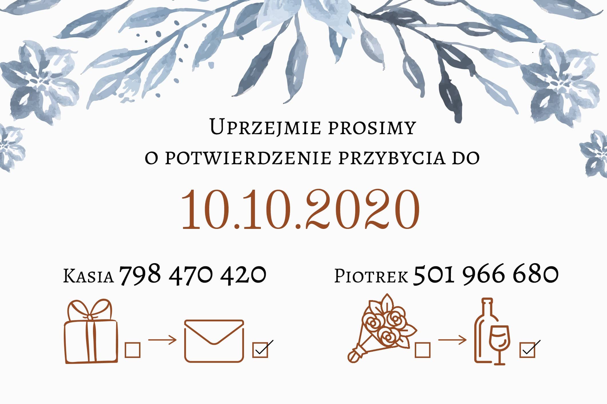 Zaproszenie Ślubne RSVP Malowane Lilie