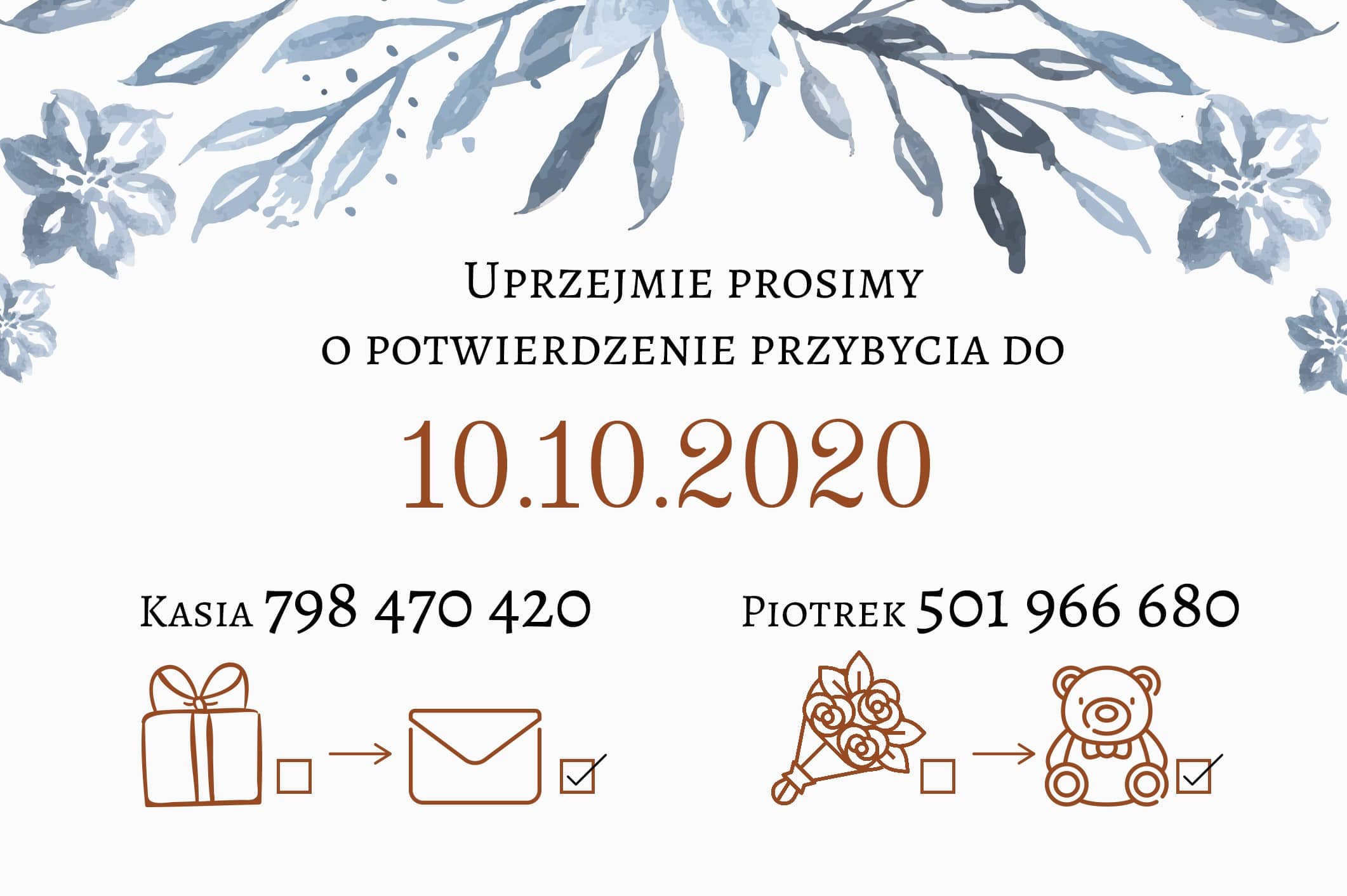Zaproszenie Ślubne RSVP Malowane Lilie