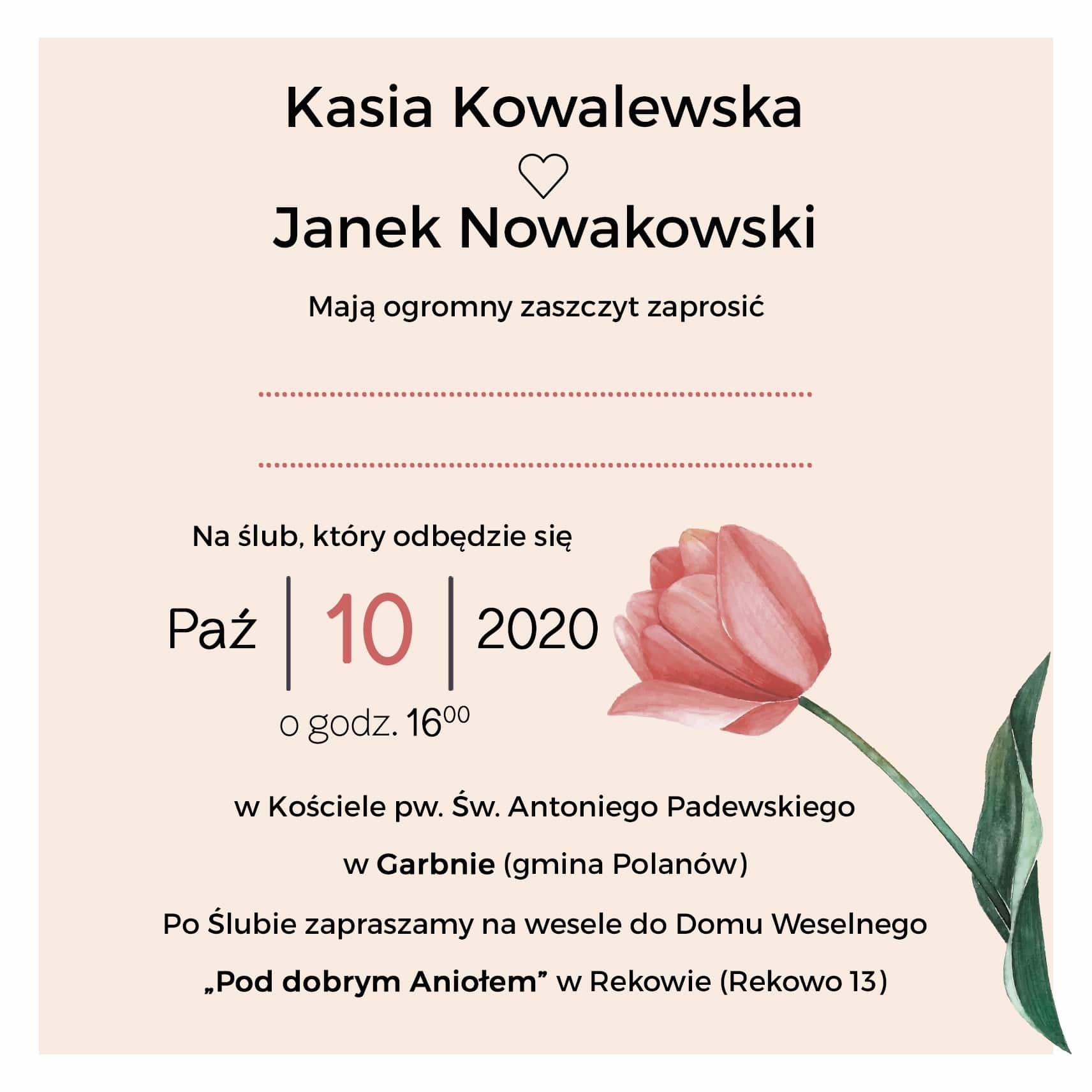Zaproszenie Ślubne RSVP Mini Spring