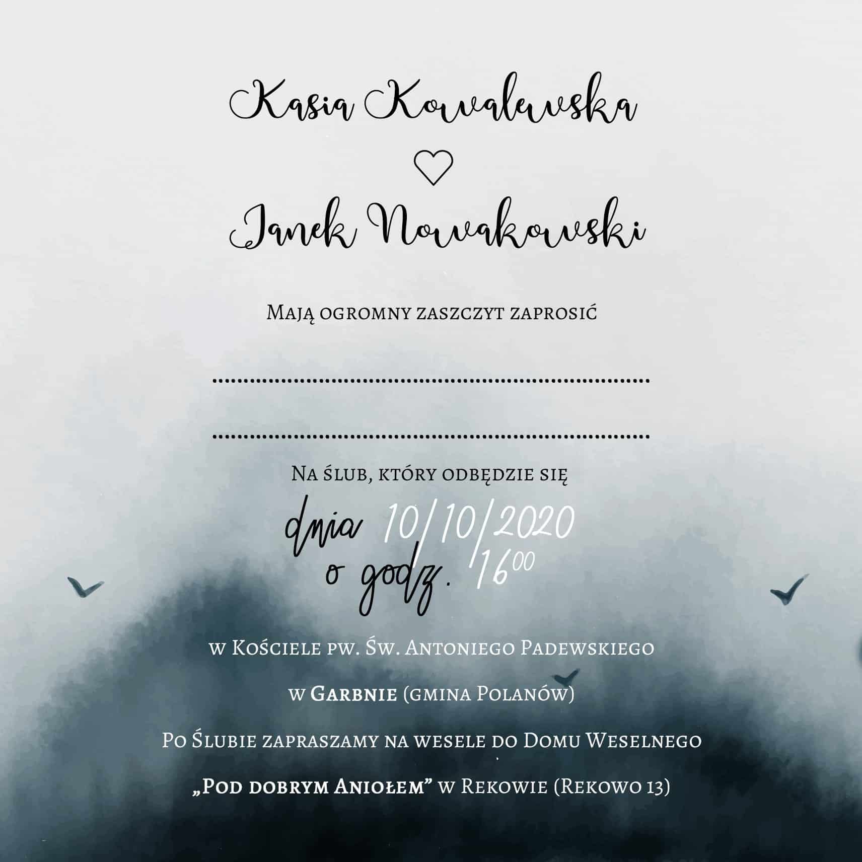 Zaproszenie Ślubne RSVP Mistery Mist