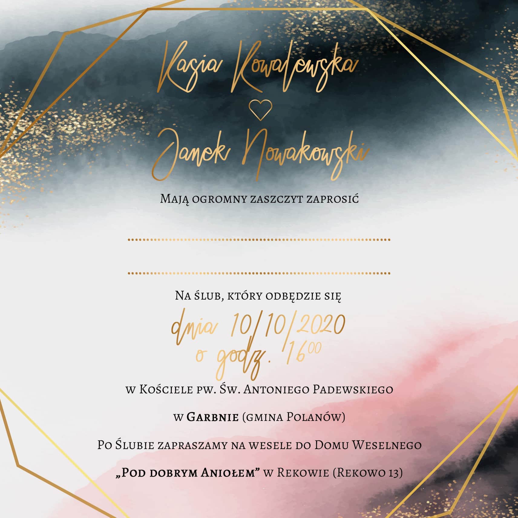 Zaproszenie Ślubne RSVP Navy Blush