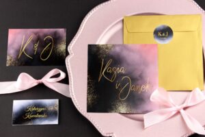 Zaproszenie Ślubne RSVP Navy Blush