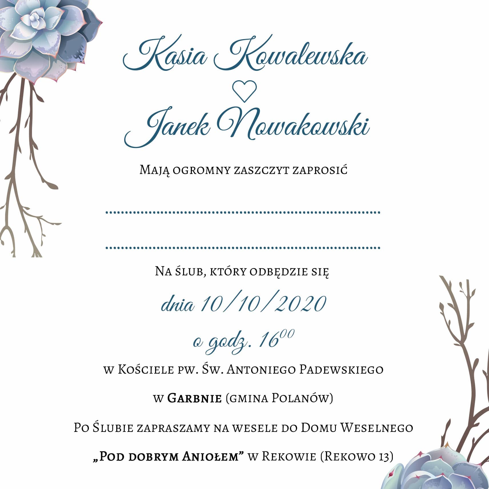 Zaproszenie Ślubne RSVP Ophelia