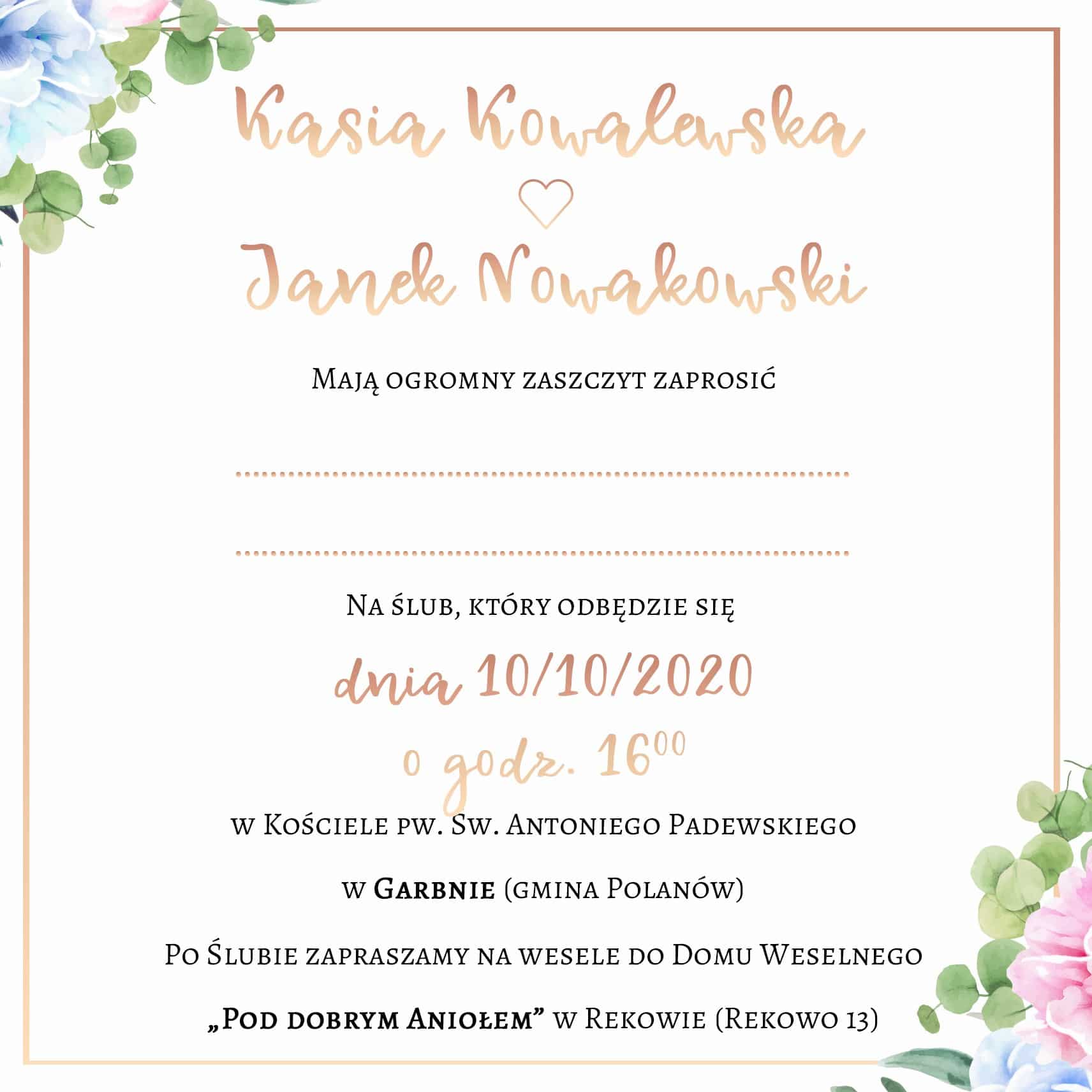 Zaproszenie Ślubne RSVP Pastel Harmony