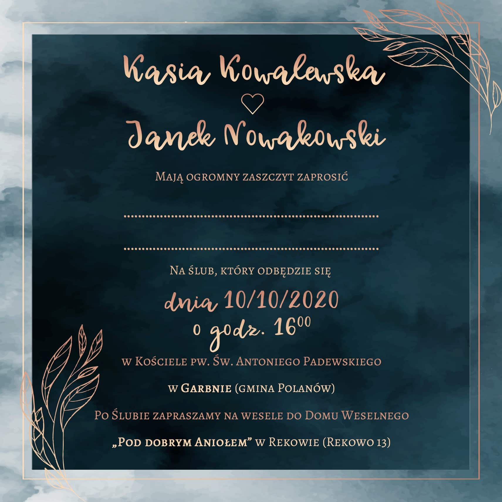 Zaproszenie Ślubne RSVP Royal Fog