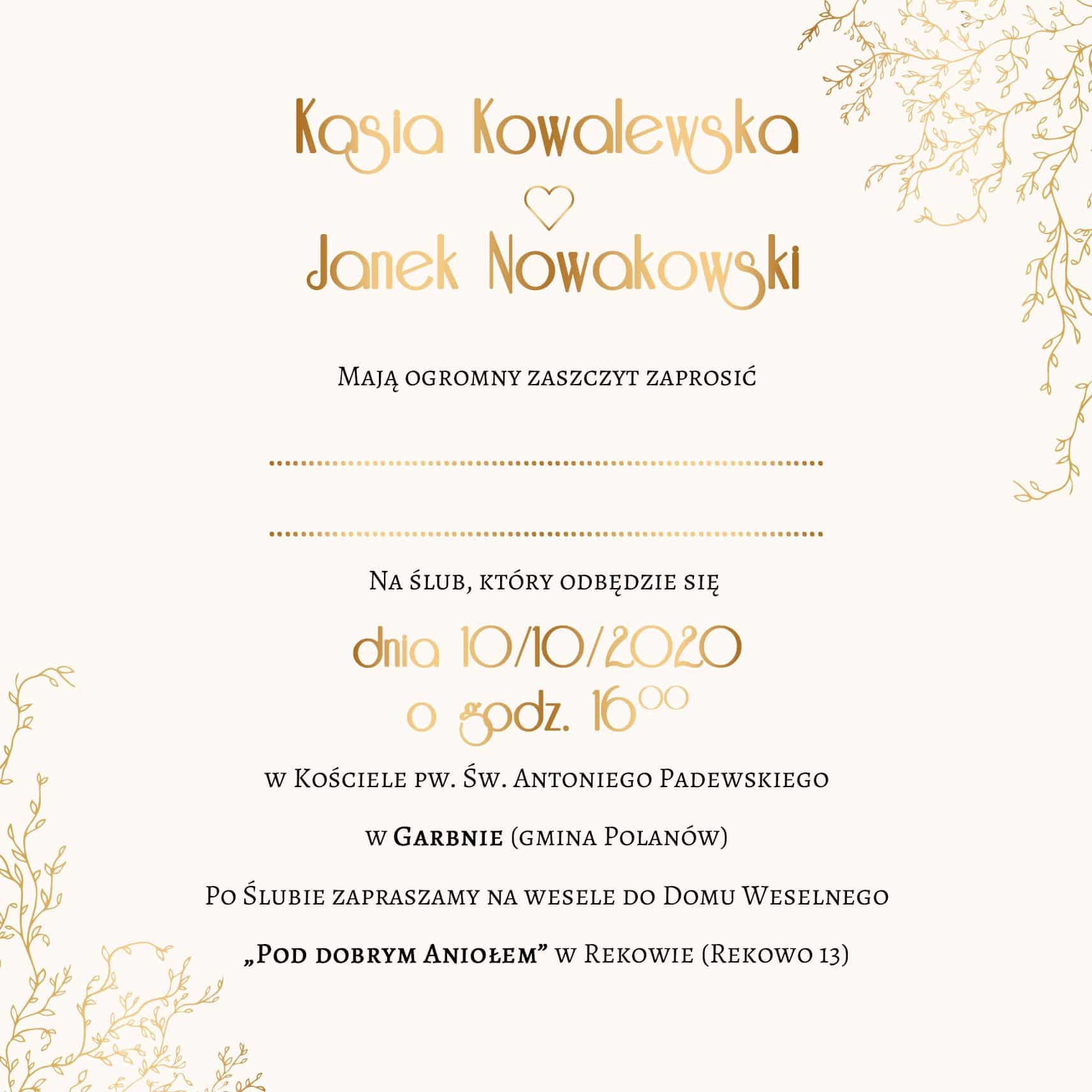 Zaproszenie Ślubne RSVP Royal Gold