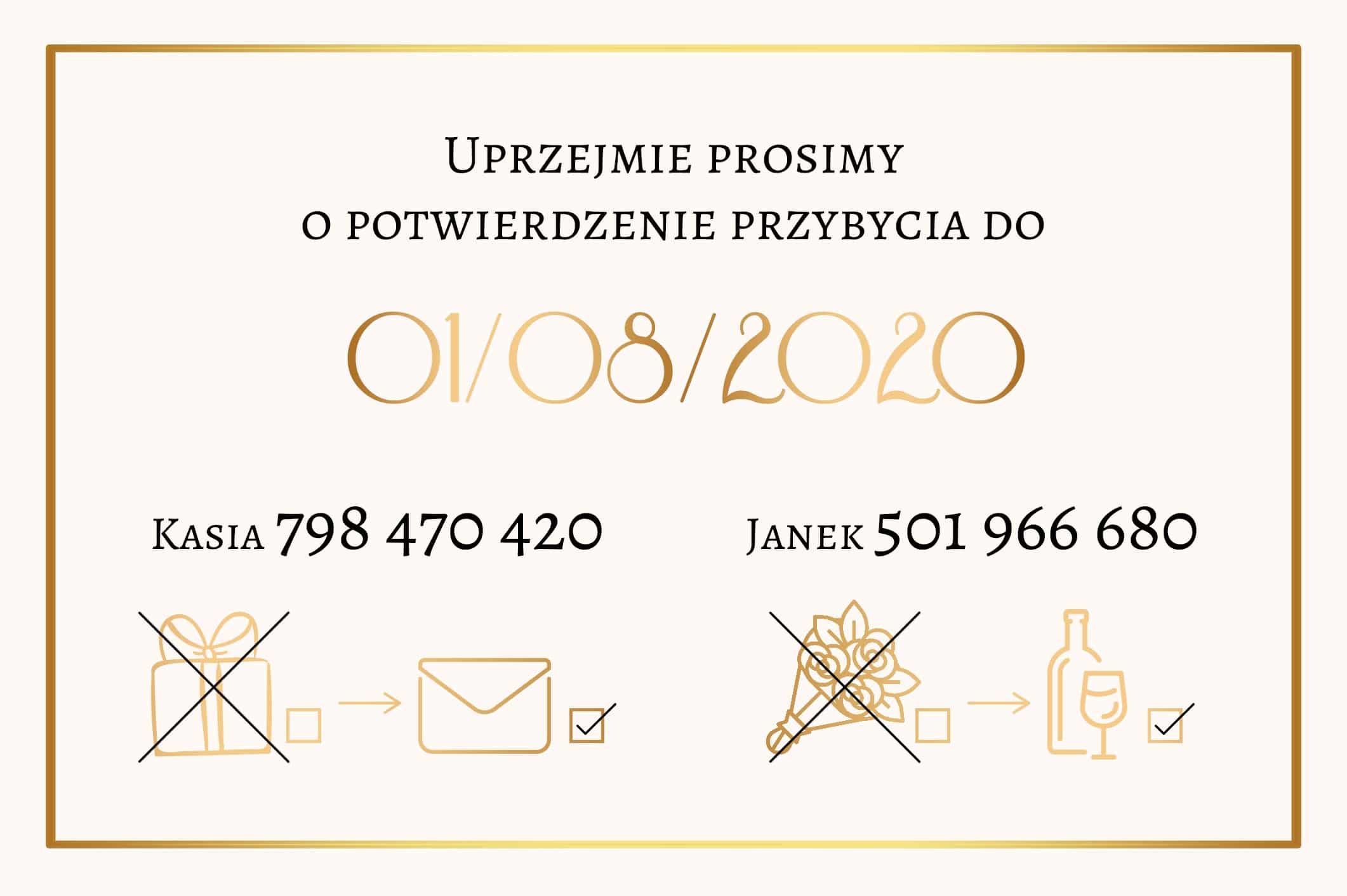 Zaproszenie Ślubne RSVP Royal Gold