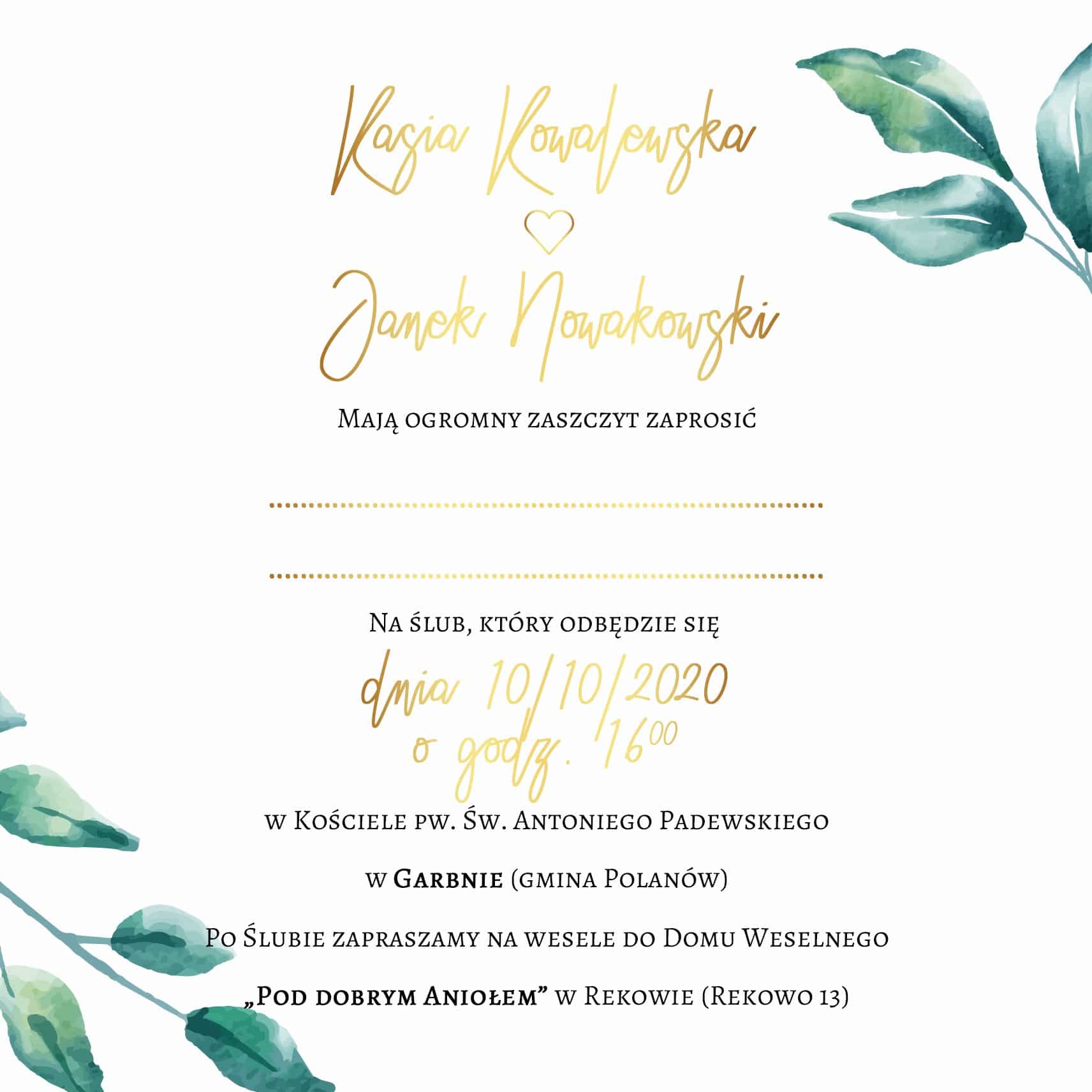 Zaproszenie Ślubne RSVP Royal Green