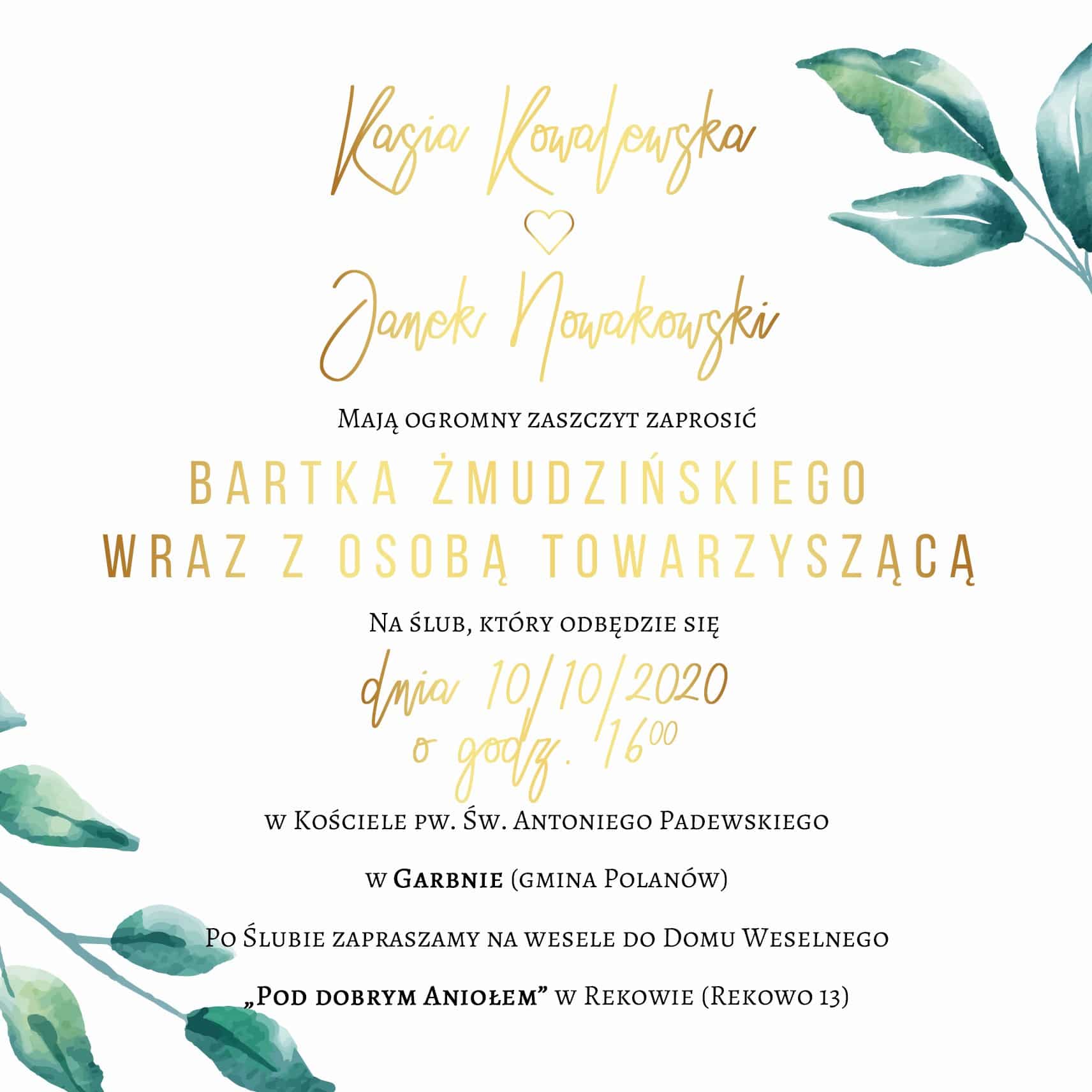 Zaproszenie Ślubne RSVP Royal Green