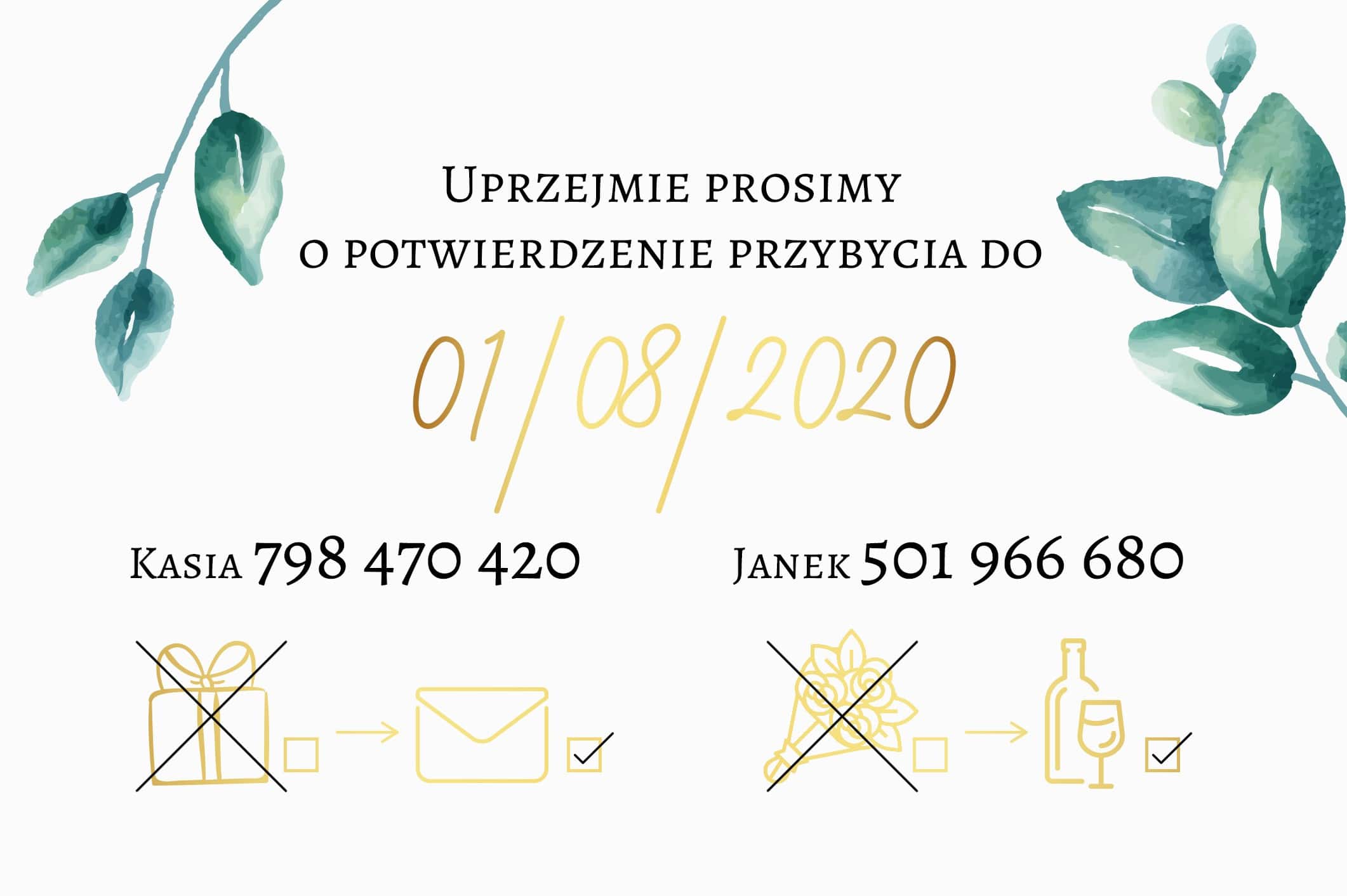 Zaproszenie Ślubne RSVP Royal Green