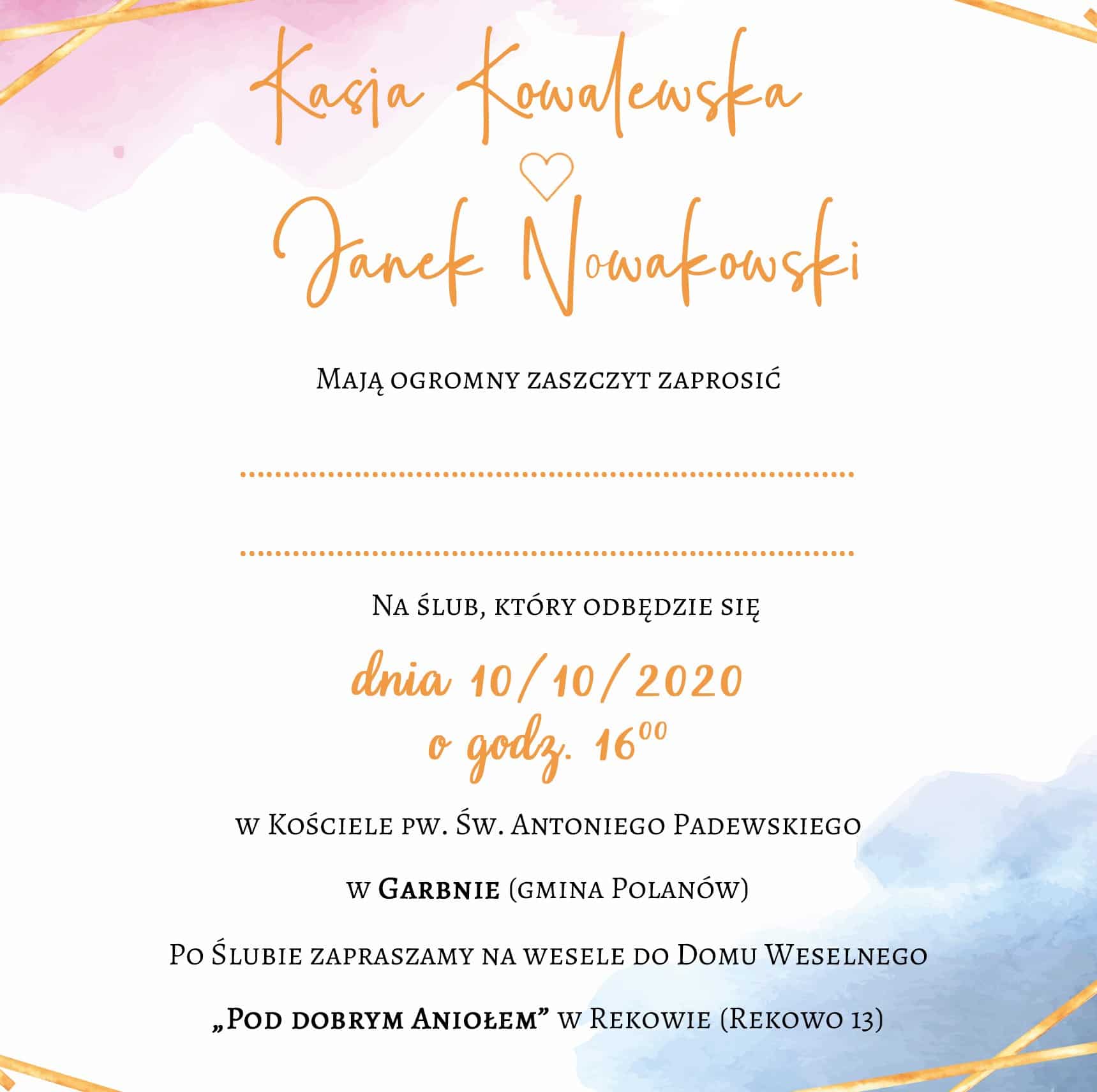 Zaproszenie Ślubne RSVP Soft Geometric