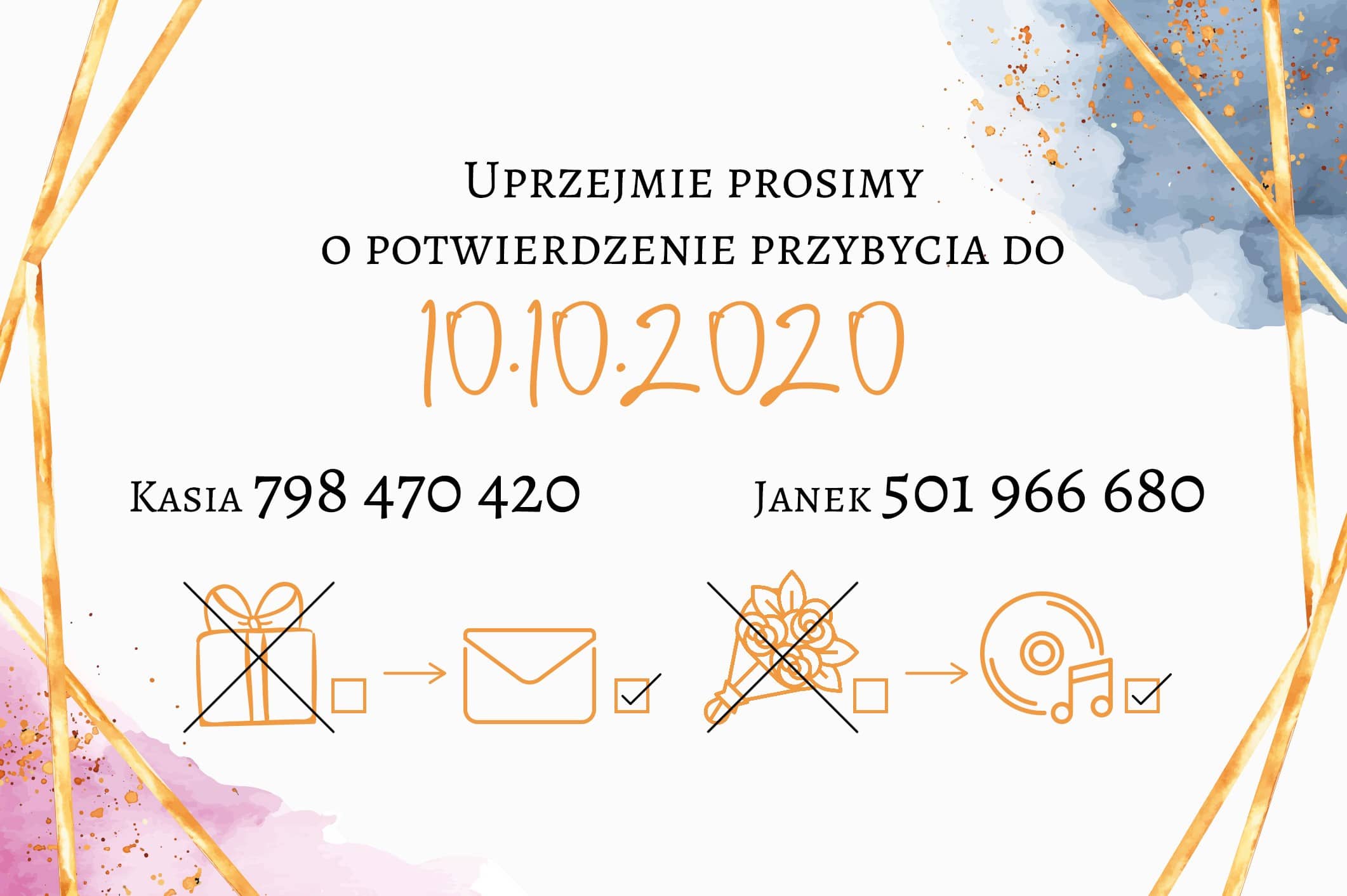 Zaproszenie Ślubne RSVP Soft Geometric