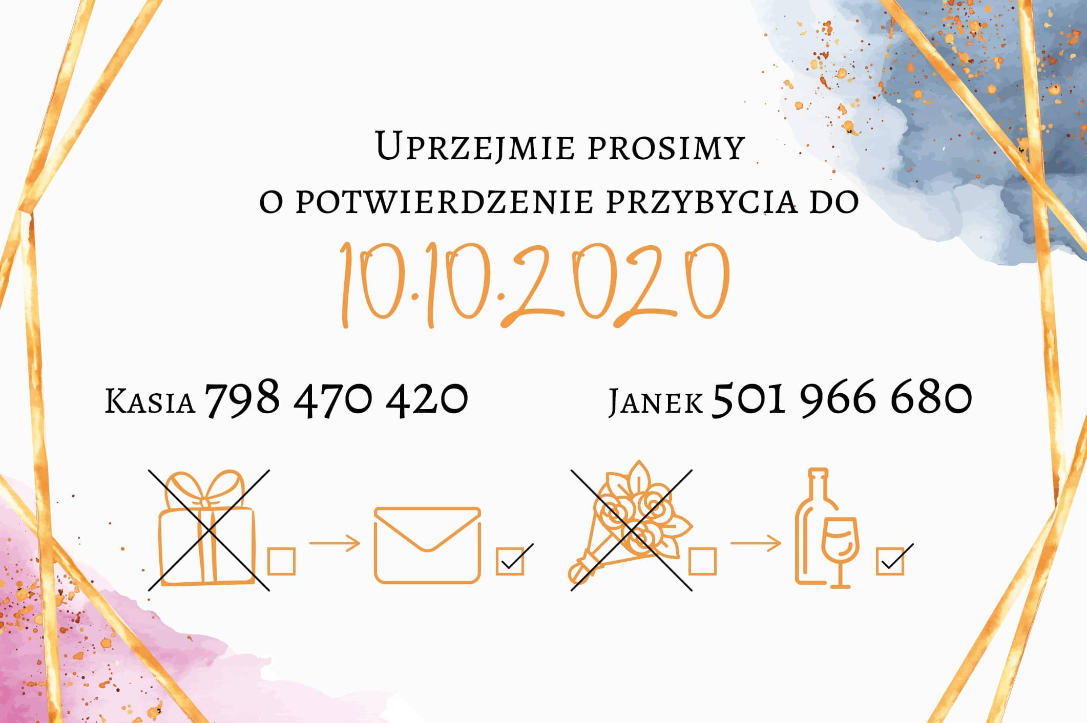 Zaproszenie Ślubne RSVP Soft Geometric