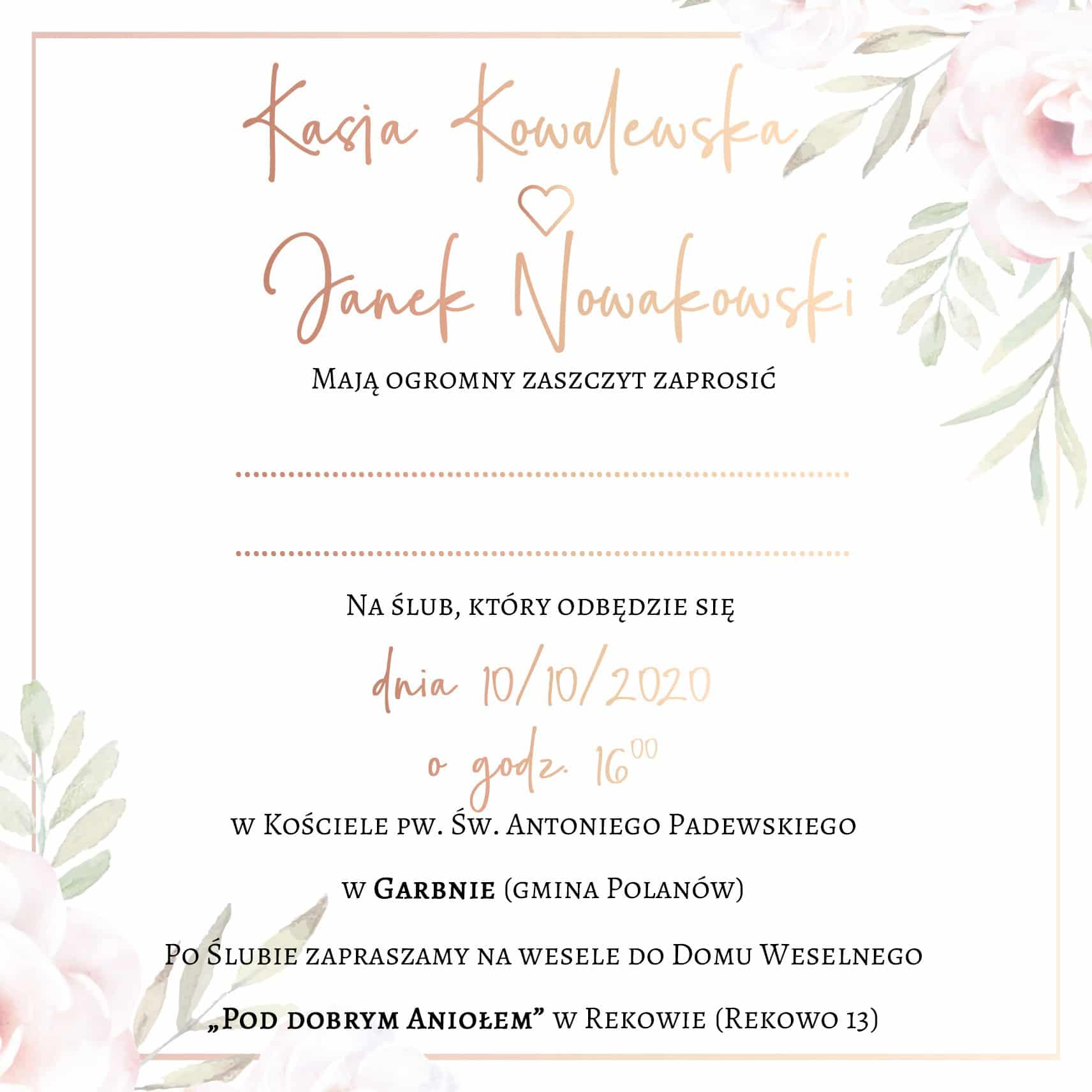 Zaproszenie Ślubne RSVP Vintage Rose