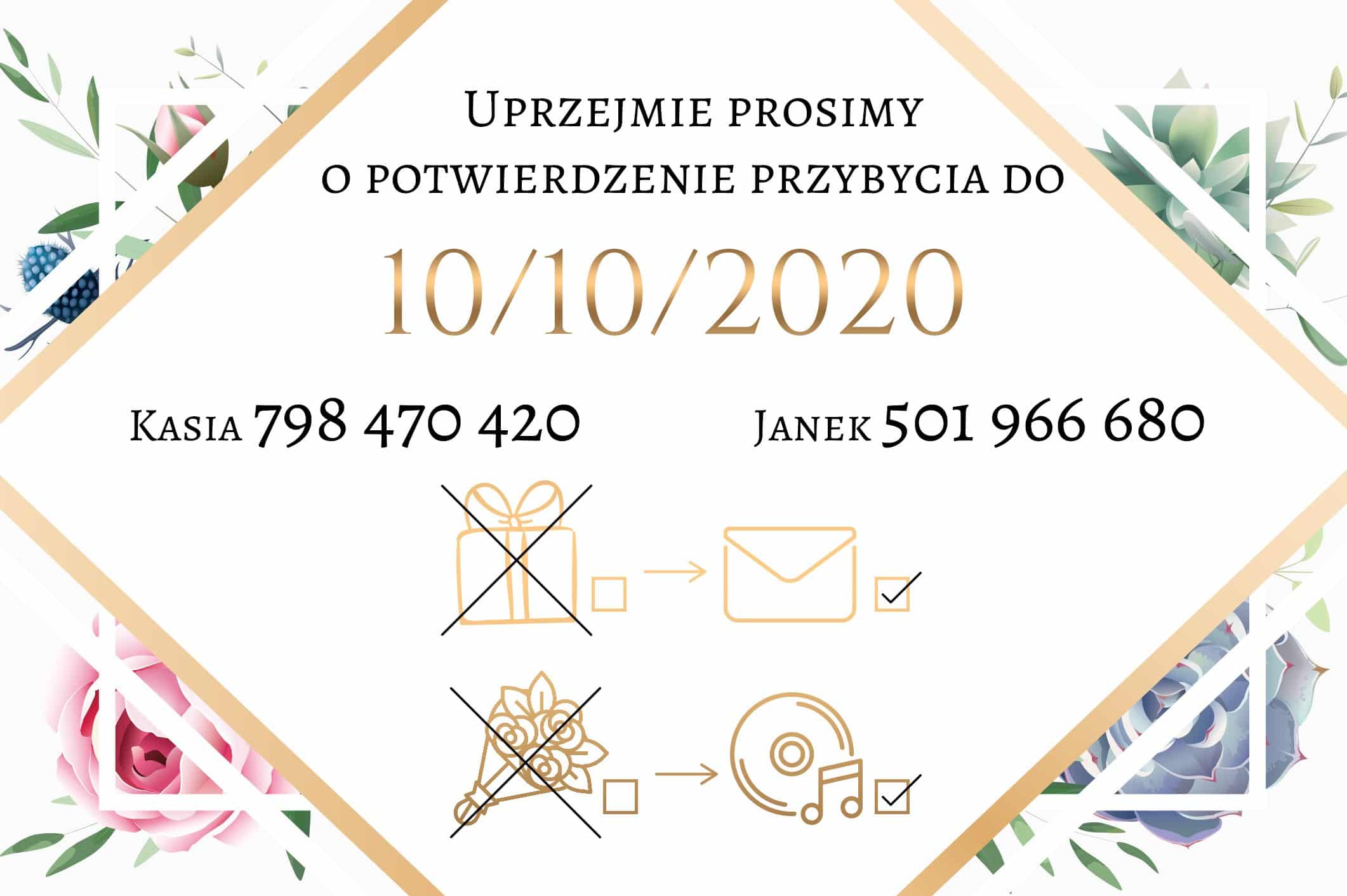 Zaproszenie Ślubne RSVP Wiosenne Kwiaty