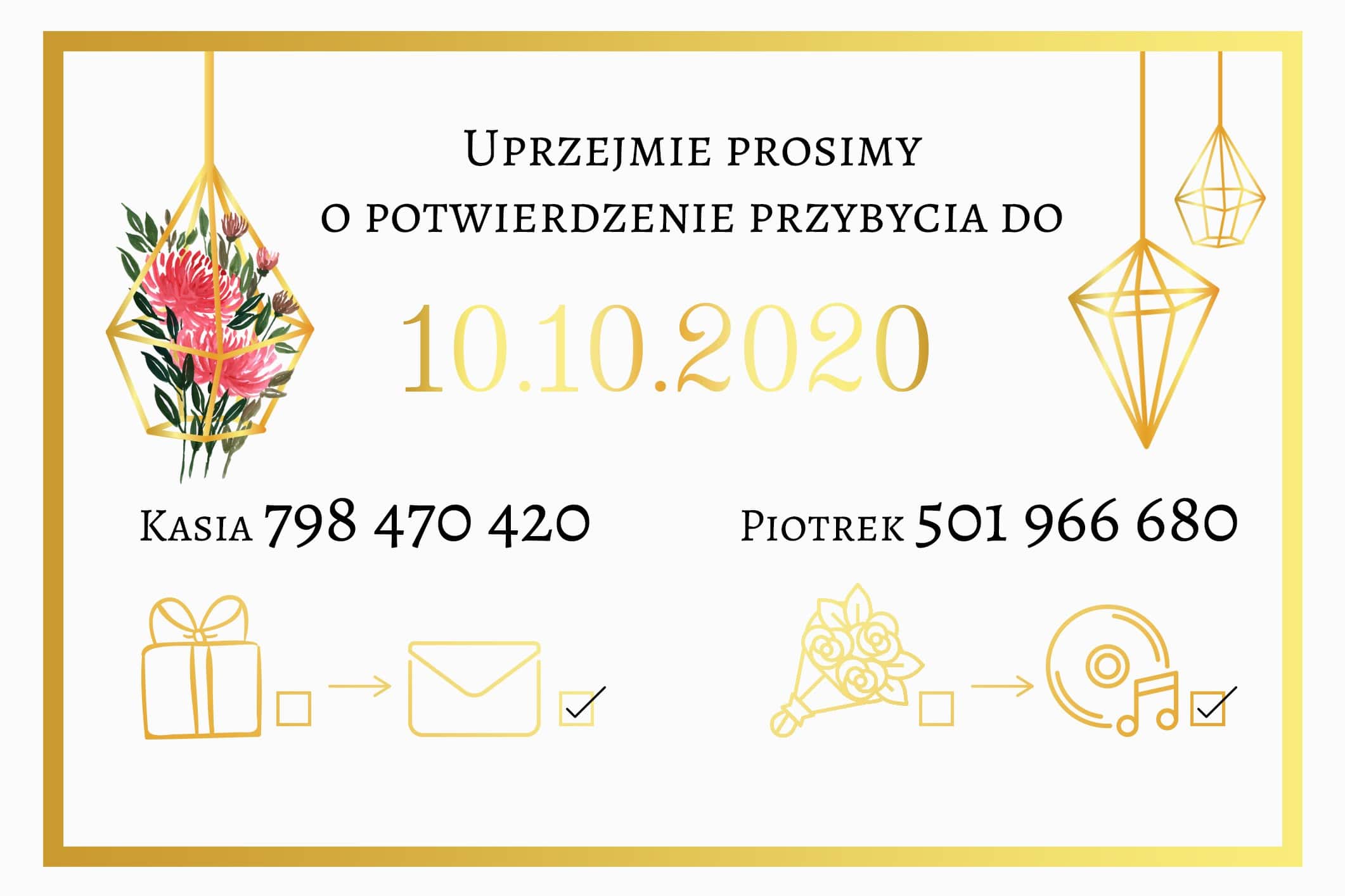 Zaproszenie Ślubne RSVP Złoty Ogród
