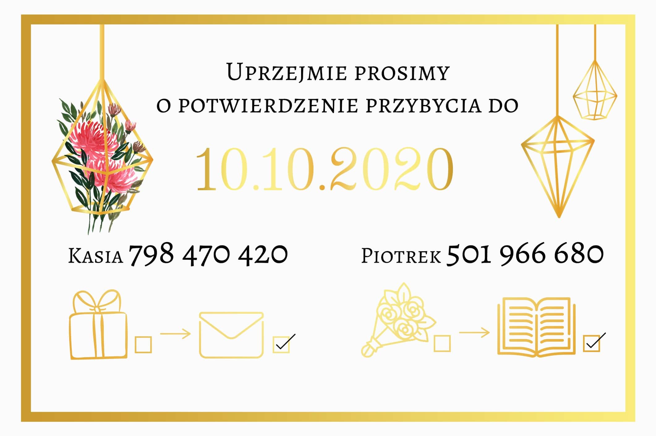 Zaproszenie Ślubne RSVP Złoty Ogród