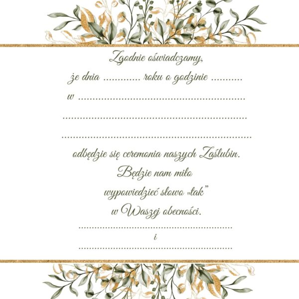 Zawiadomienie o Ślubie Gold Leaves 