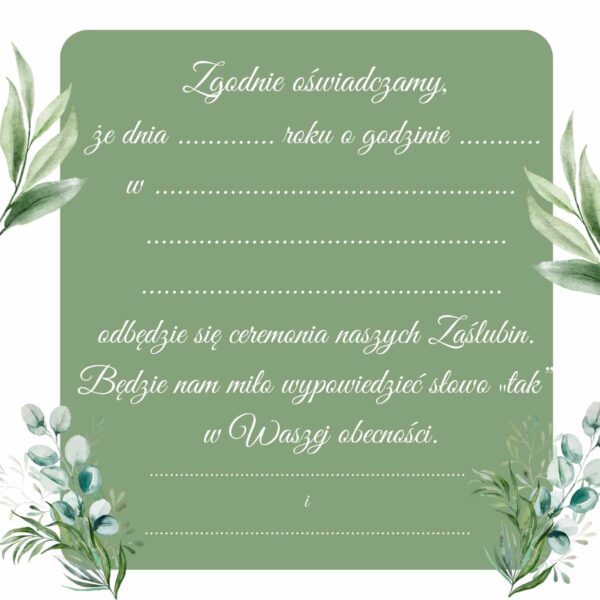 Zawiadomienie o Ślubie Greenery 