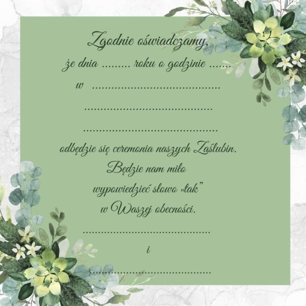 Zawiadomienie o Ślubie Marble Green 