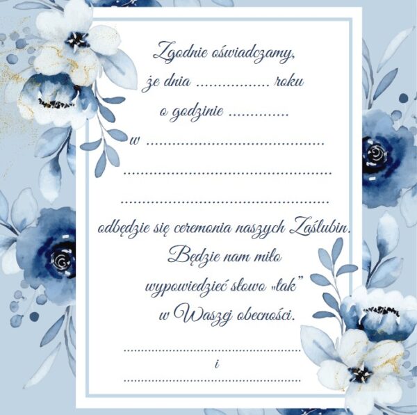 Zawiadomienie o Ślubie Wedding Blue 