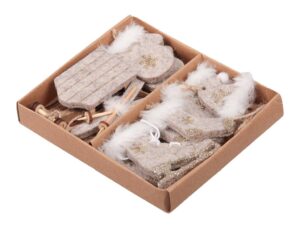 Zawieszki Drewniane z futerkiem Szare 6 szt.