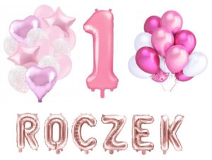 Zestaw Balonów na Roczek Różowy