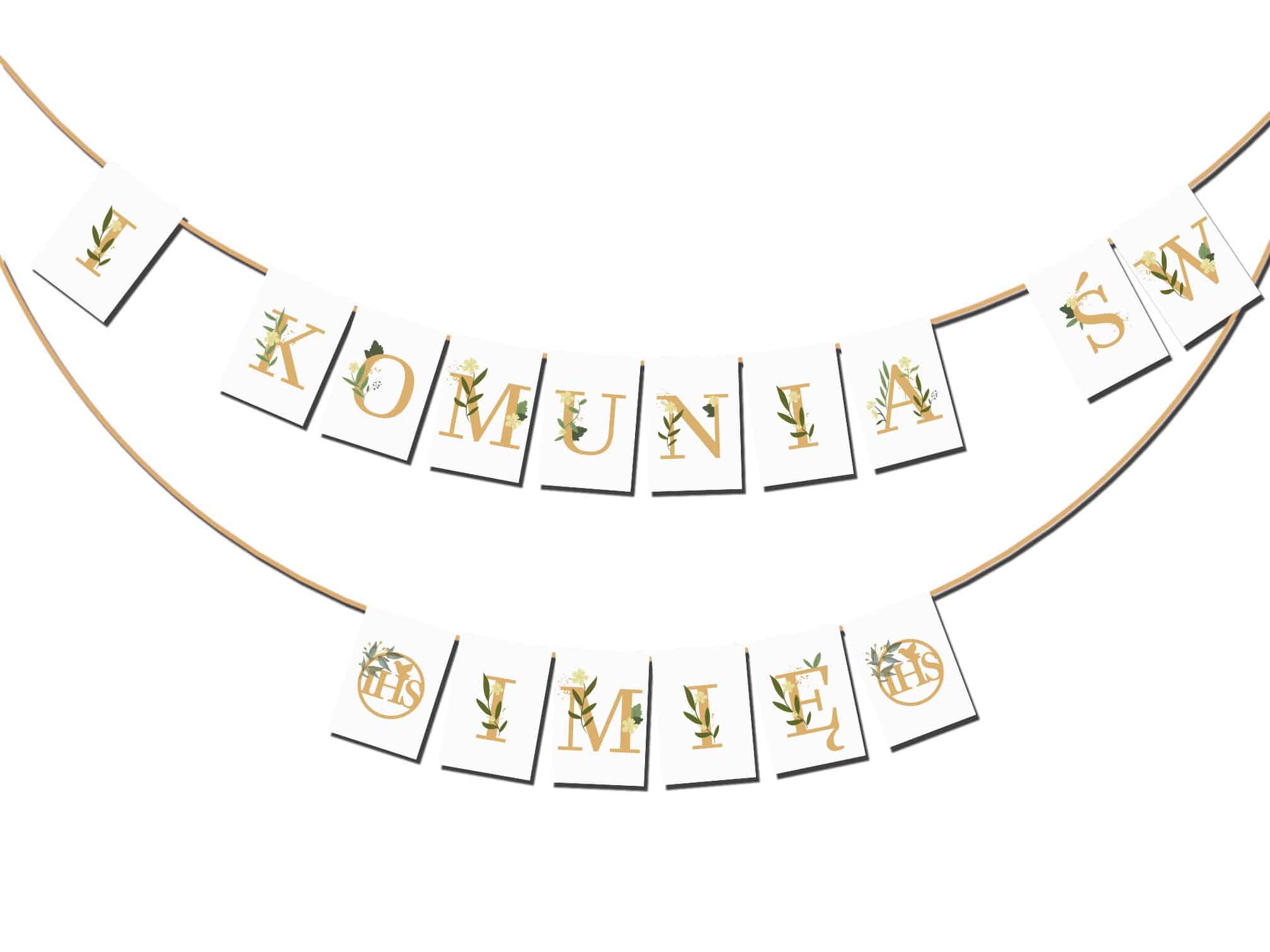 Zestaw Na Komunię Gold Bless Baner + Imię