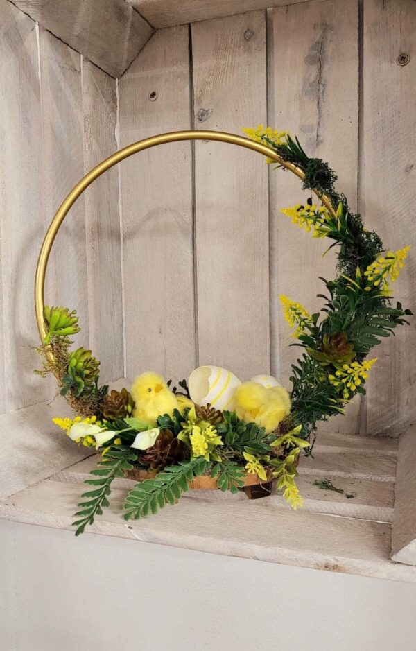 Złota metalowa obręcz na kwiaty 37,5cm