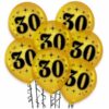 Złote balony na 30 urodziny 10 sztuk