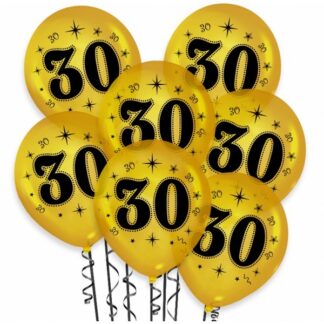 Złote balony na 30 urodziny 10 sztuk