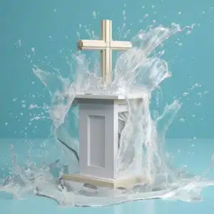 Dekoracje na chrzest. Krzyż w baptysterium.