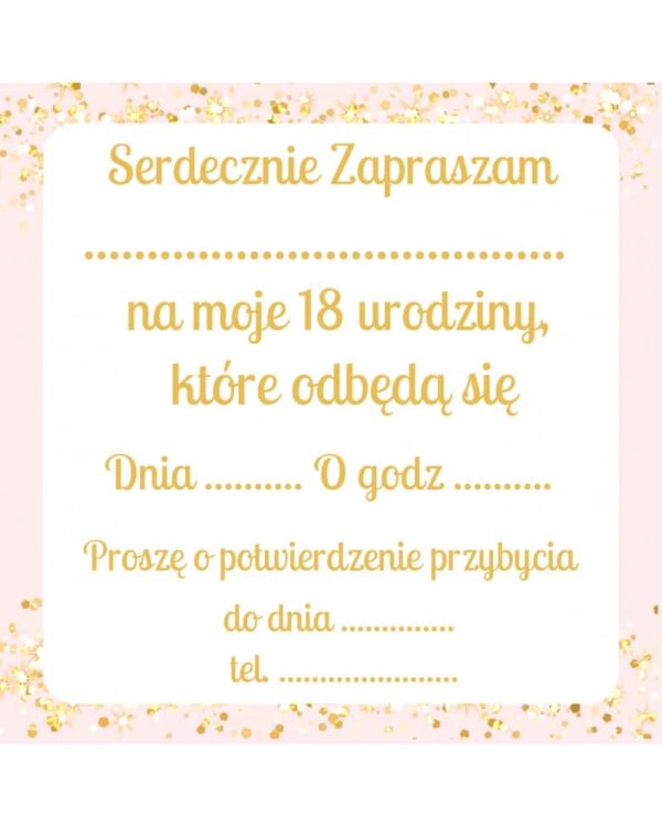 Zaproszenie na 18 bubble pink