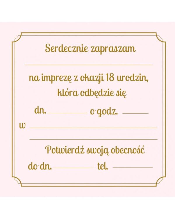 Zaproszenie na 18 pink birthday