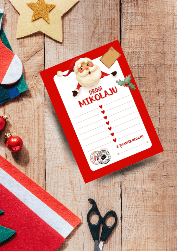 List do świętego mikołaja dla dzieci