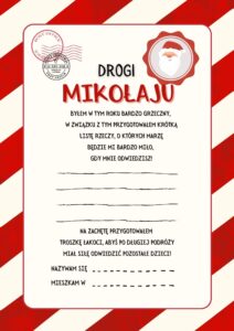 List do świętego mikołaja na mikołajki boże narodzenie