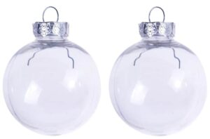 plastikowe bombki przezroczyste ze srebrna zawieszka 2 szt