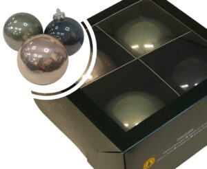 Bombki szklane 10cm w leśnych kolorach w opakowaniu 4 sztuki