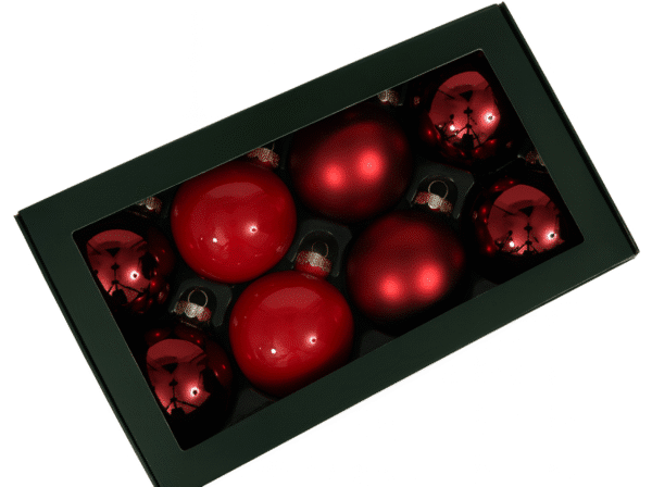 Czerwone bombki szklane 8cm duże 8 sztuk