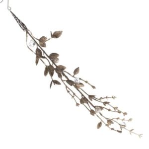 Gałązka w kolorze złotym z diamentami oraz perłami