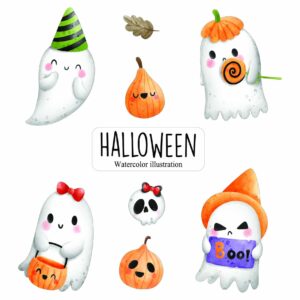 Naklejki na Halloween Słodkie duszki oraz dynie