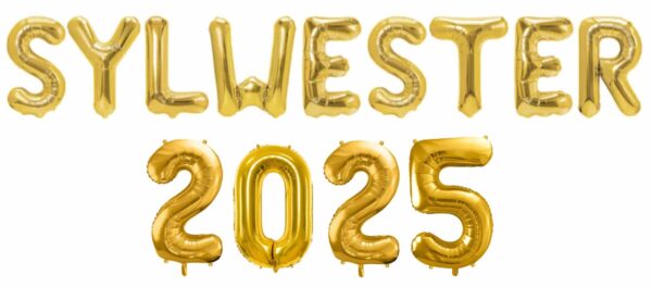 Napis SYLWESTER 2025 z balonów
