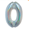 Balon Foliowy Cyfra"0" w kolorze srebrnym holograficzny