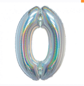 Balon Foliowy Cyfra"0" w kolorze srebrnym holograficzny