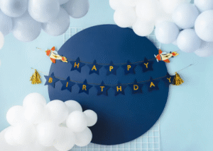 Baner Happy Birthday Niebieski na urodziny