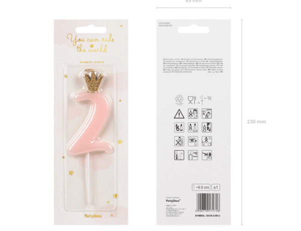 Świeczka urodzinowa Cyferka 2, jasny różowy, 9.5cm 2.png